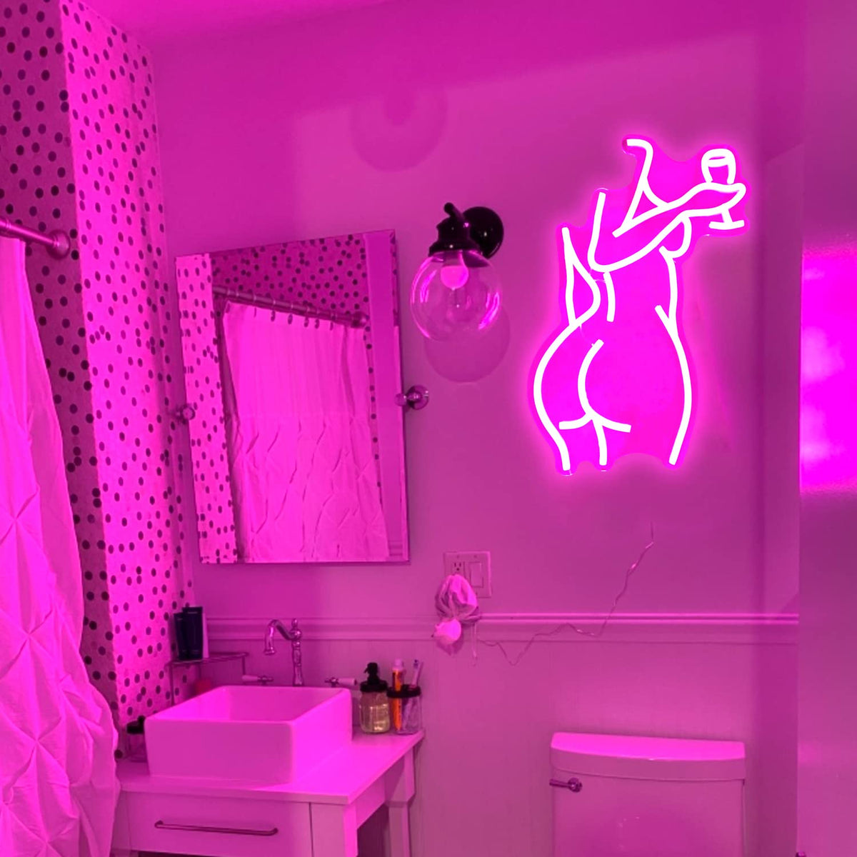 LED Neon Pink Lady Sign Dimmable Decor for Bedroom Bar Store view 7