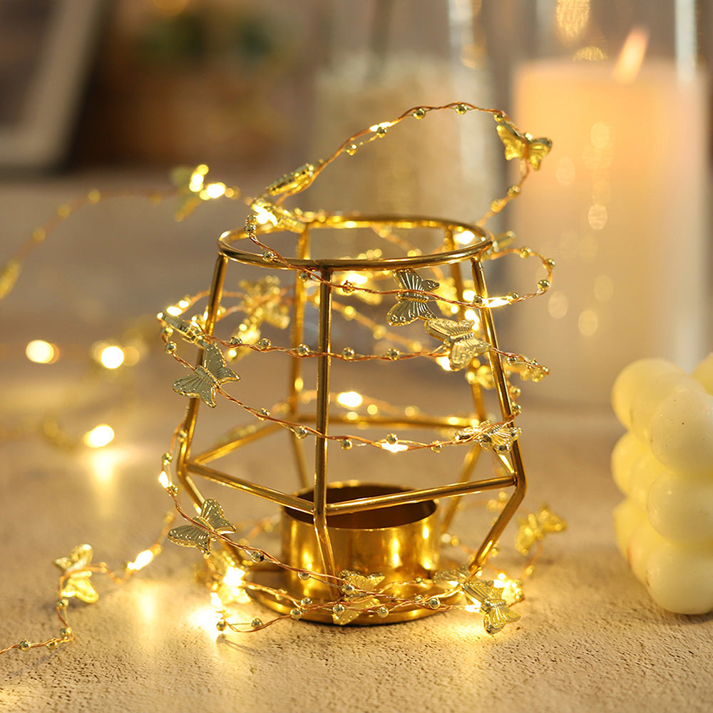 Golden Butterfly Golden Leaves Lights String 2M 6.5FT 20 LEDs view 2