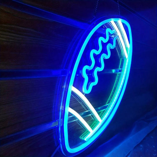 Blue Neon Football Shaped Light Sign 15 x 12 in for Wall Decor
