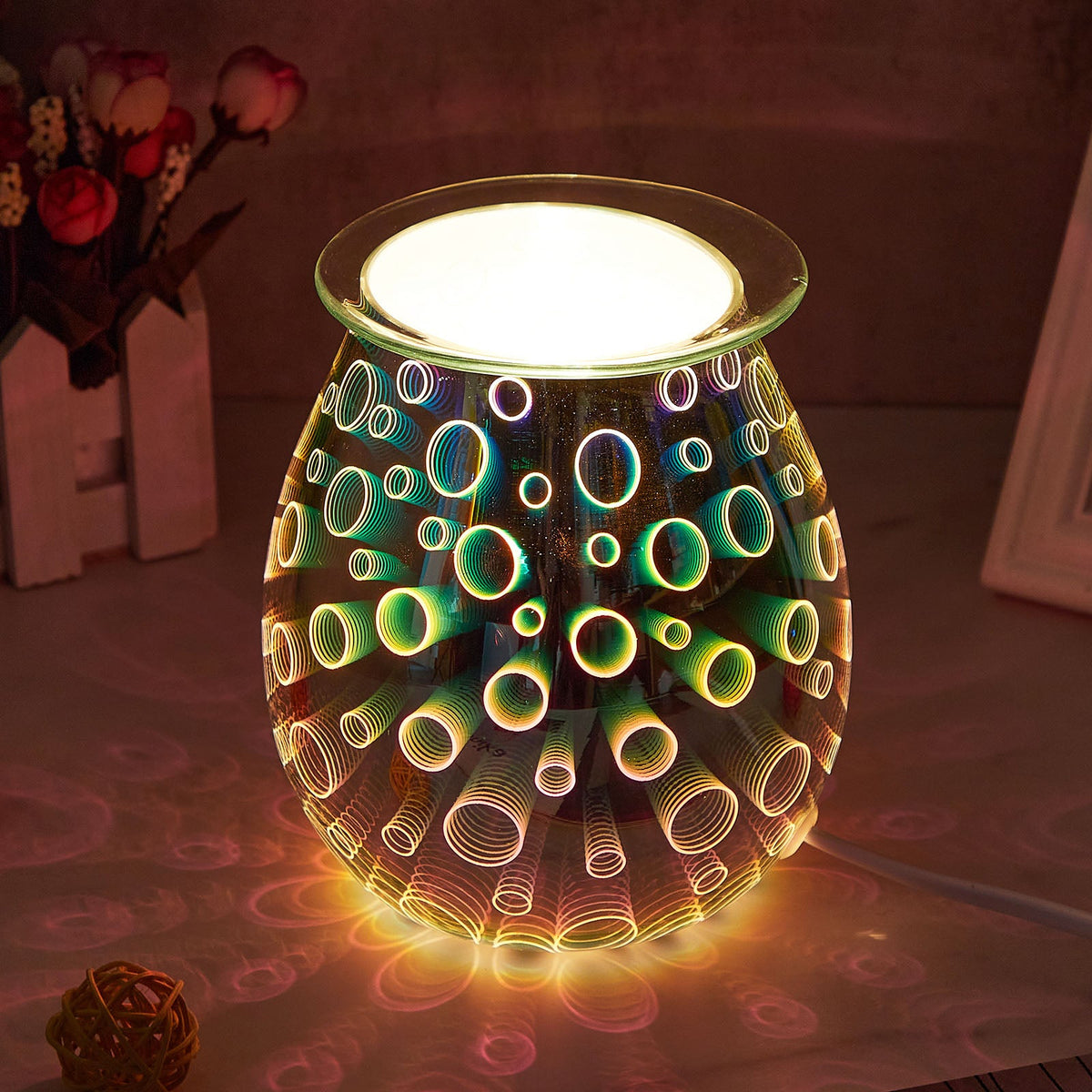 Electric Wax Melter Dimmable 3D Glass Circle Candle for Home Fragrance view 7