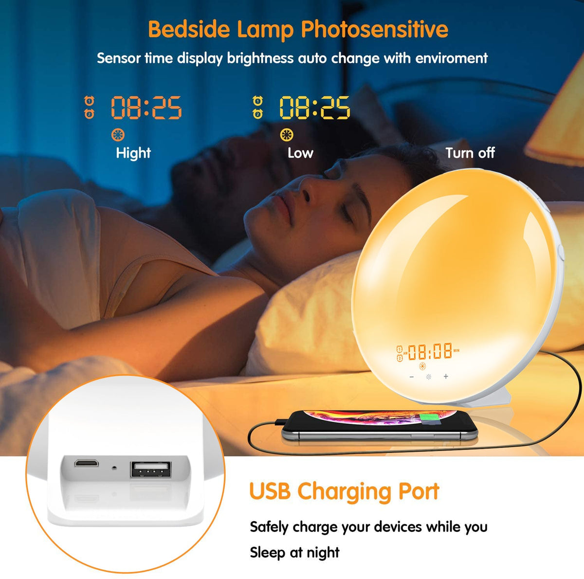 Sunrise Alarm Clock Wake up Light for Bedroom and Nightstand view 11