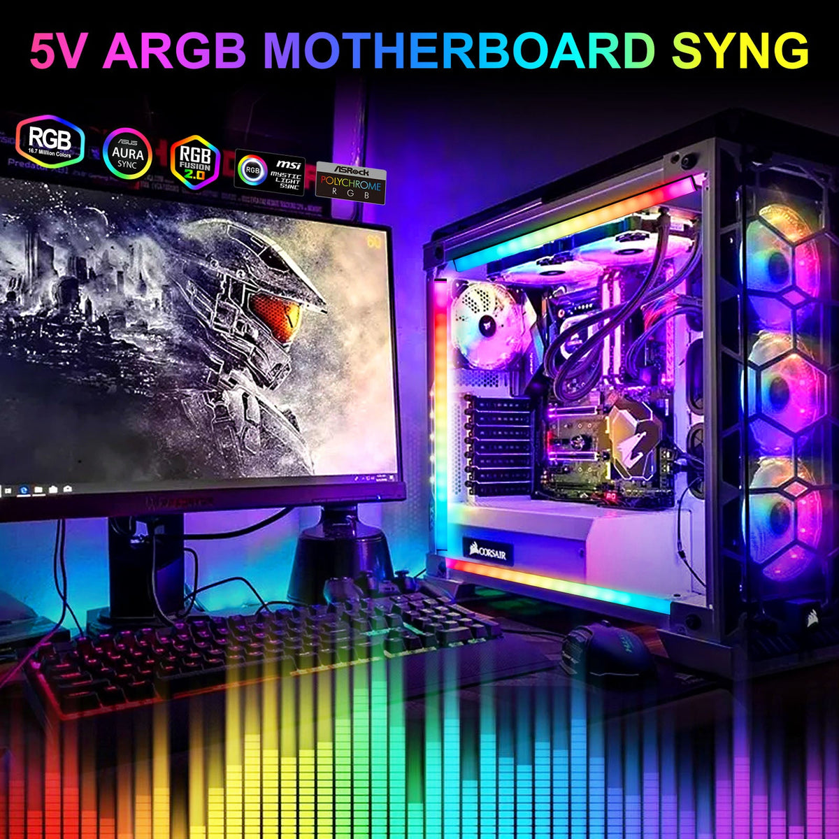 ARGB LED Strip for PC with 5V 3 pin for Gaming PC Case Lighting view 10