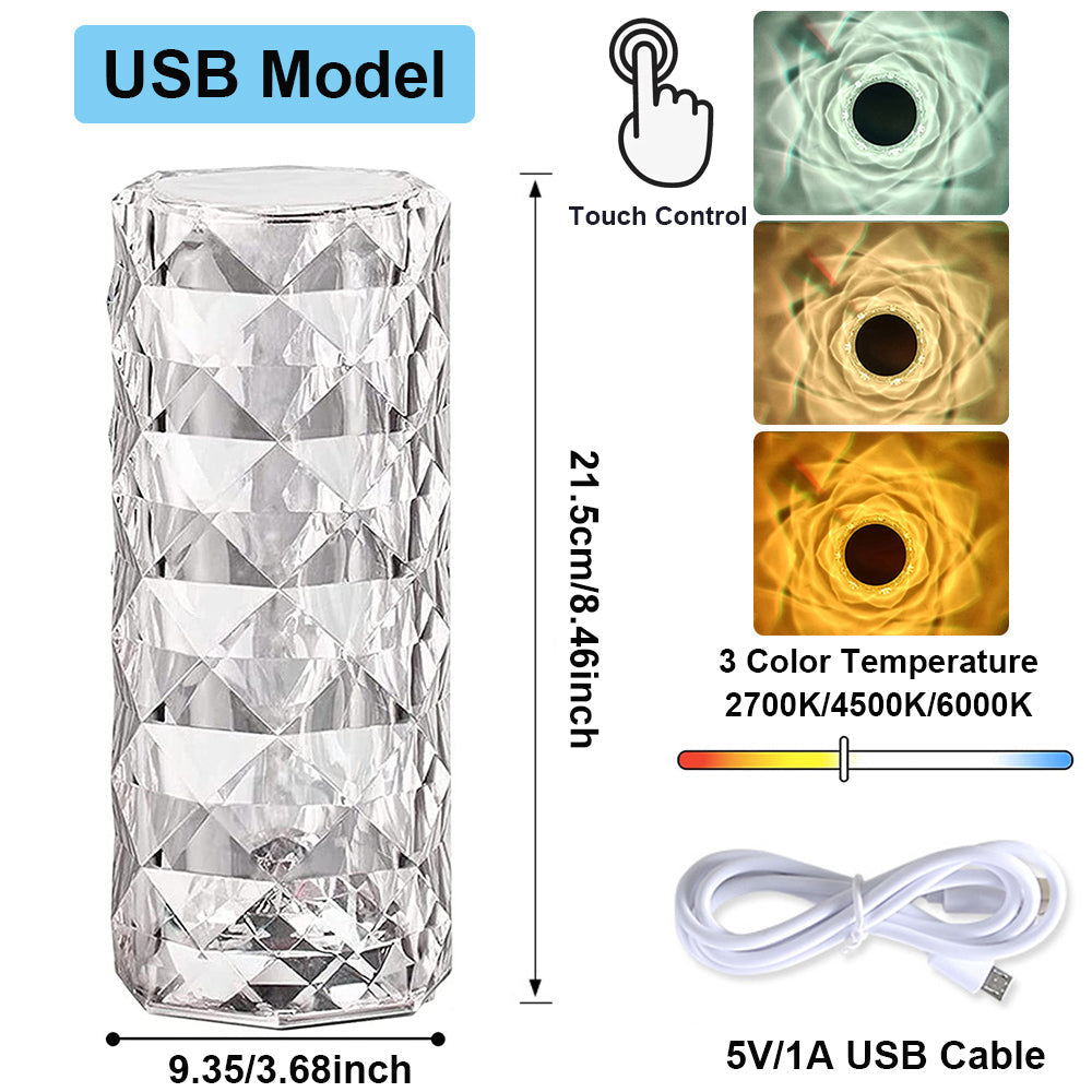 LED Rose Crystal Table Lamp for Bedroom Nightstand and Desk Decor view 13