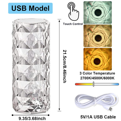 LED Rose Crystal Table Lamp for Bedroom Nightstand and Desk Decor view 13