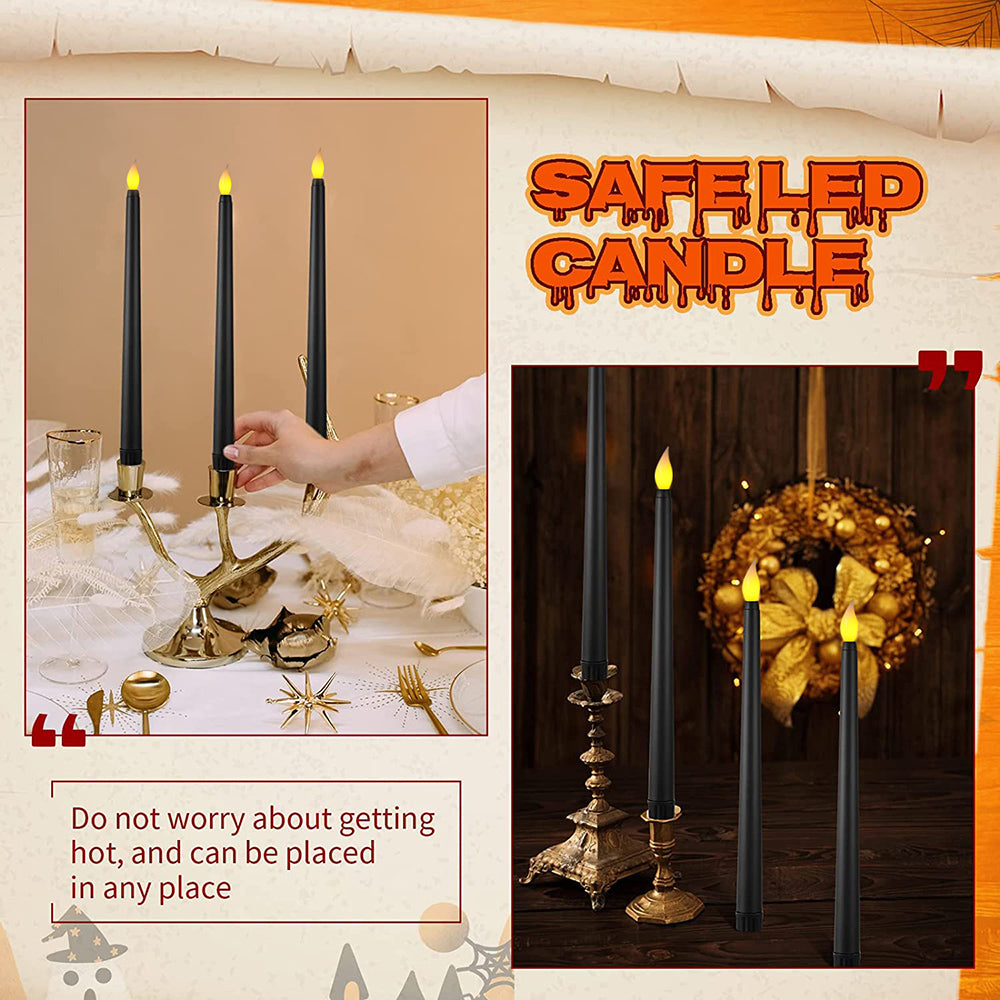 2Pack Black Flameless LED Taper Candles Lights for Home Decor view 8