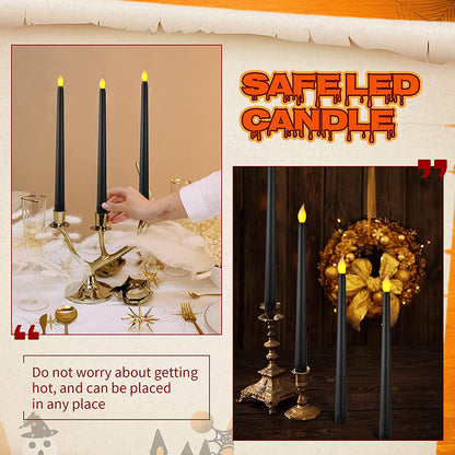 2Pack Black Flameless LED Taper Candles Lights for Home Decor view 8