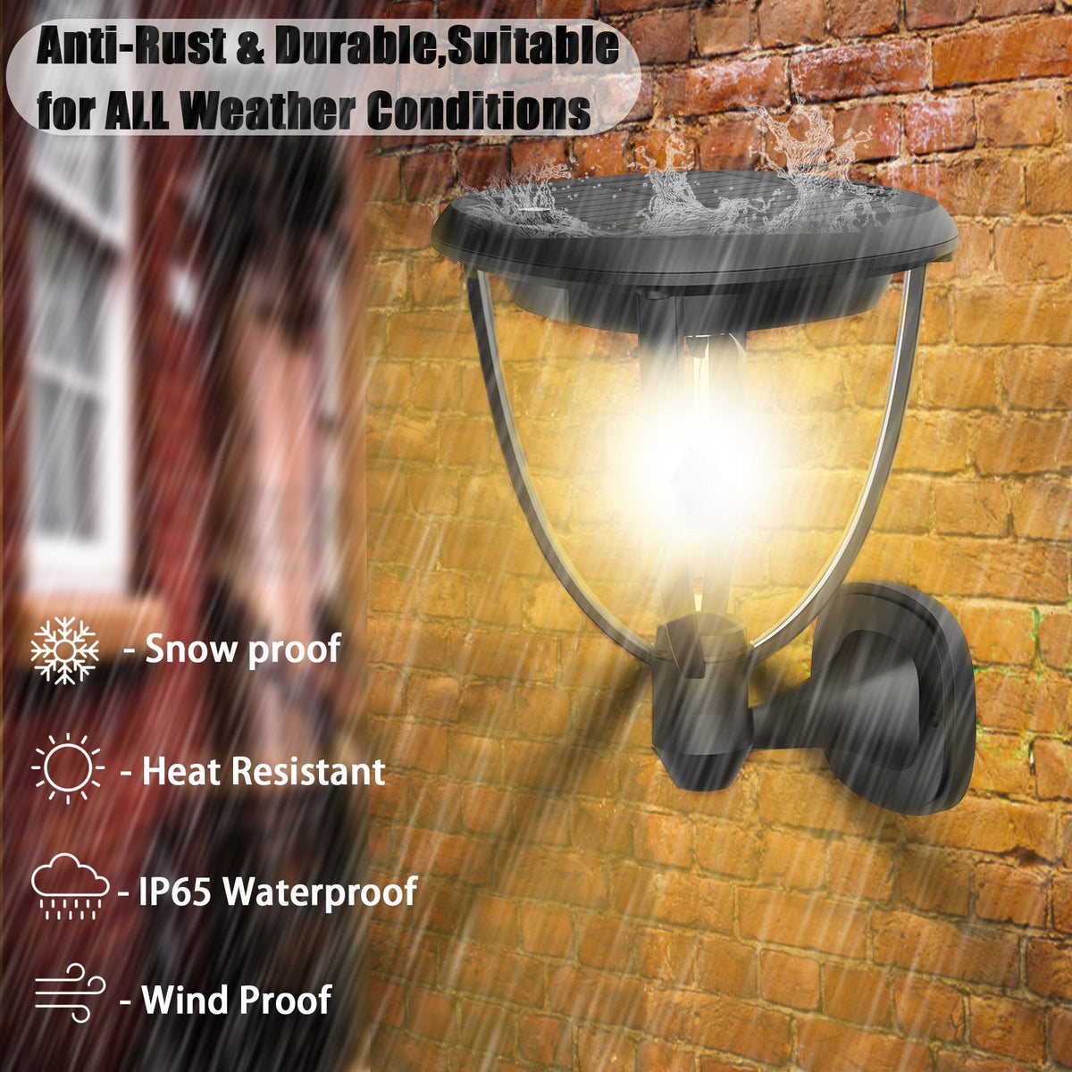 3 in 1 Solar Post Light Photocell Wall Lights for Garden and Patio view 9
