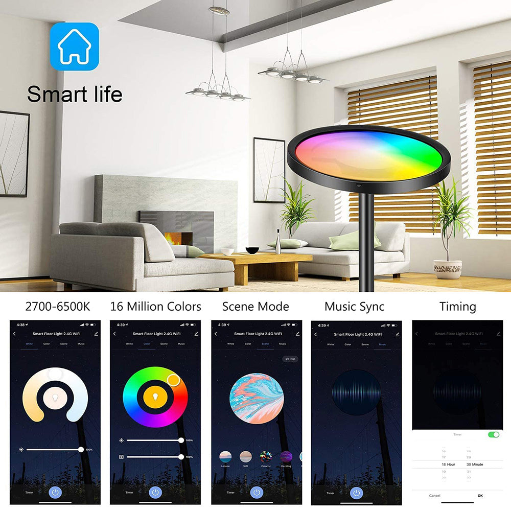 Smart Floor Lamp 2000 lm Ultra Bright Dimmable for Living Room view 10