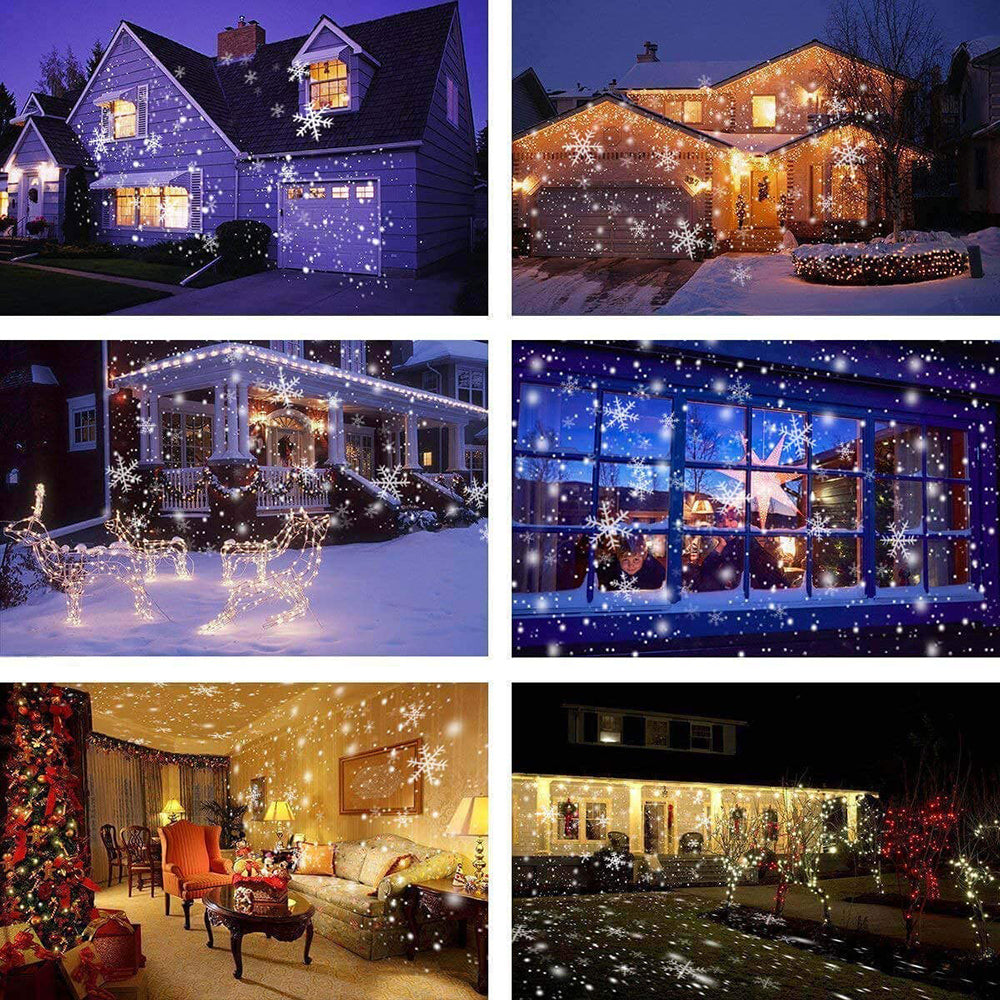 Christmas Snowflake LED Projector Lights Rotating Snowfall Projection view 6