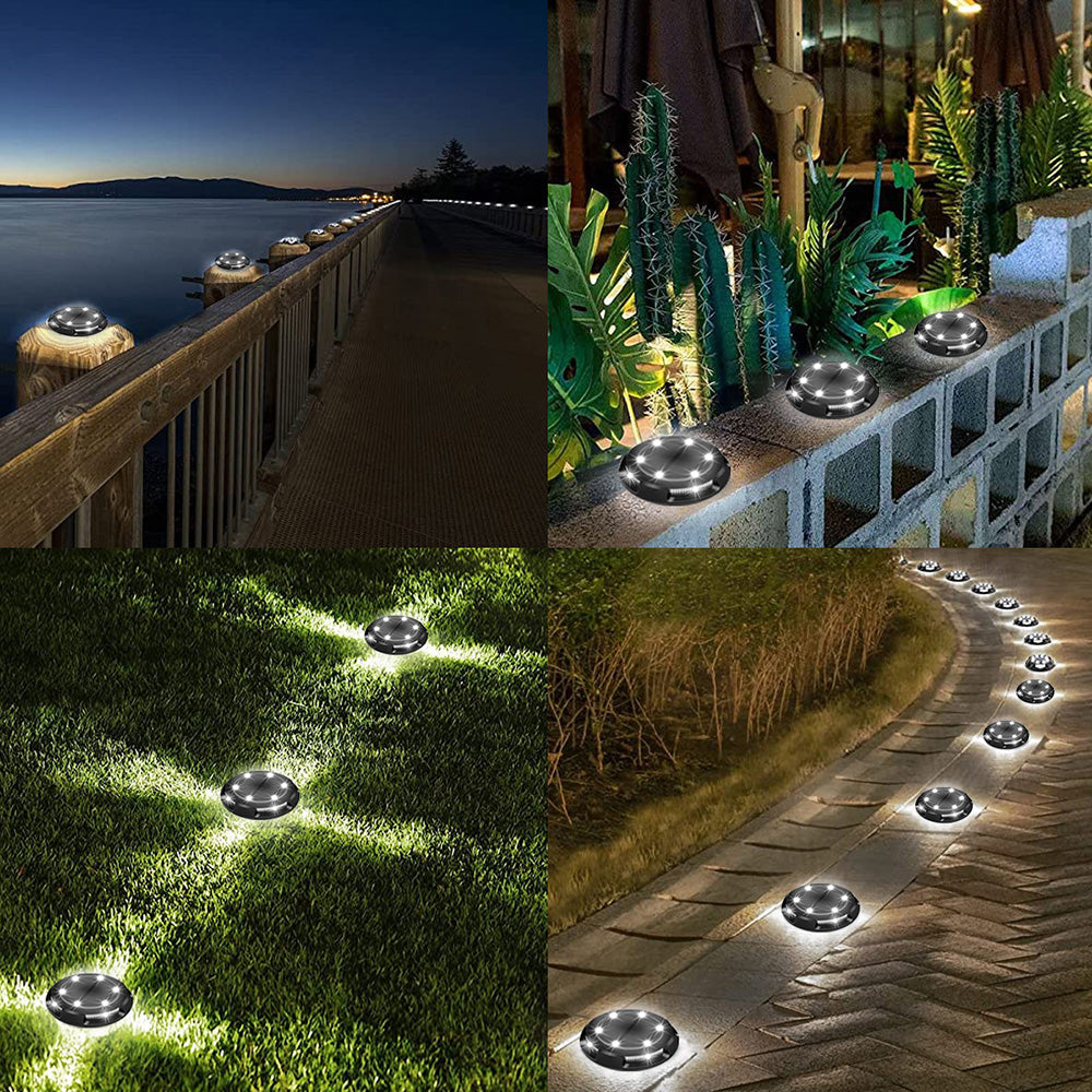 Outdoor Solar Garden 10 LED Disk Lights for Lawn Yard and Patio view 10