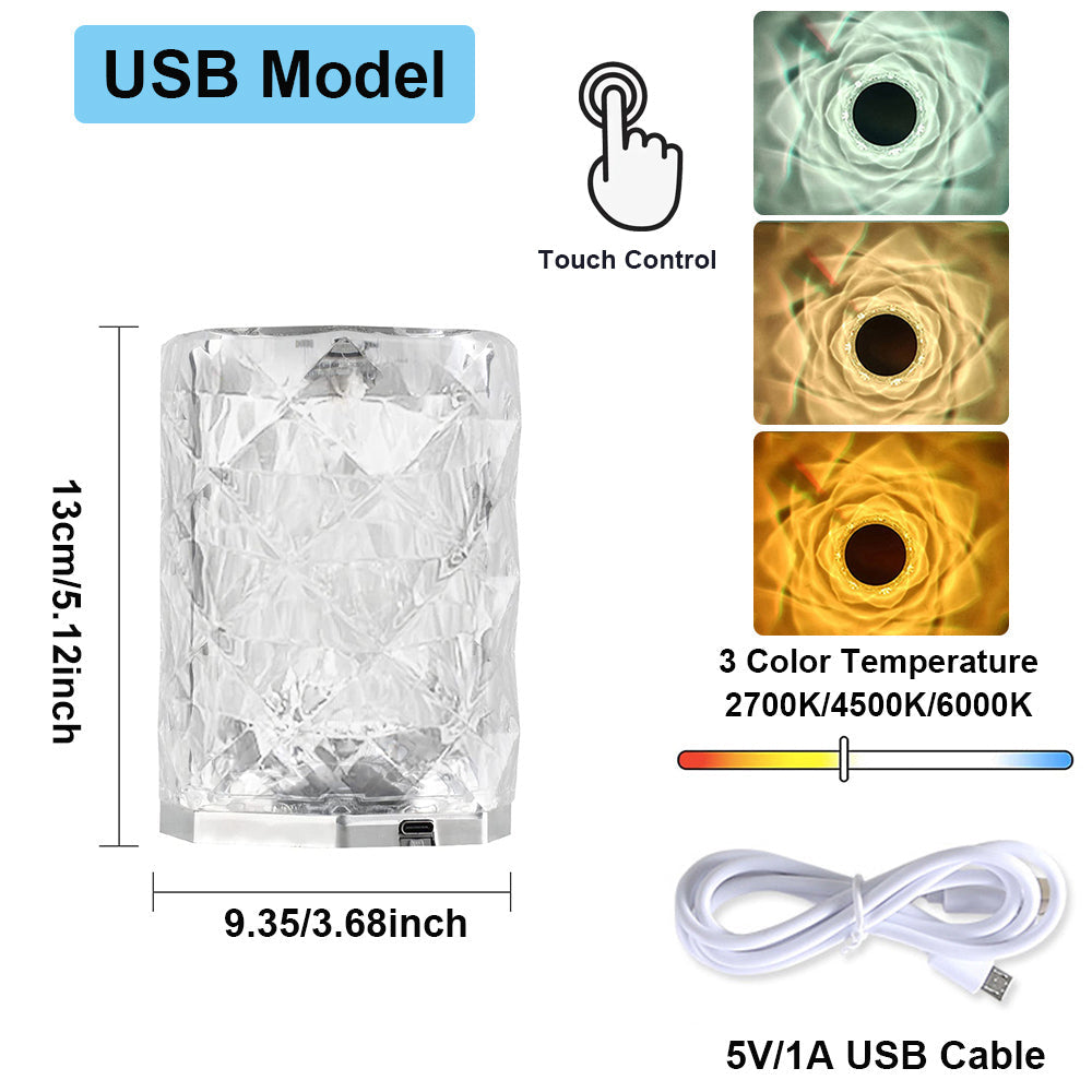 LED Rose Crystal Table Lamp for Bedroom Nightstand and Desk Decor view 12