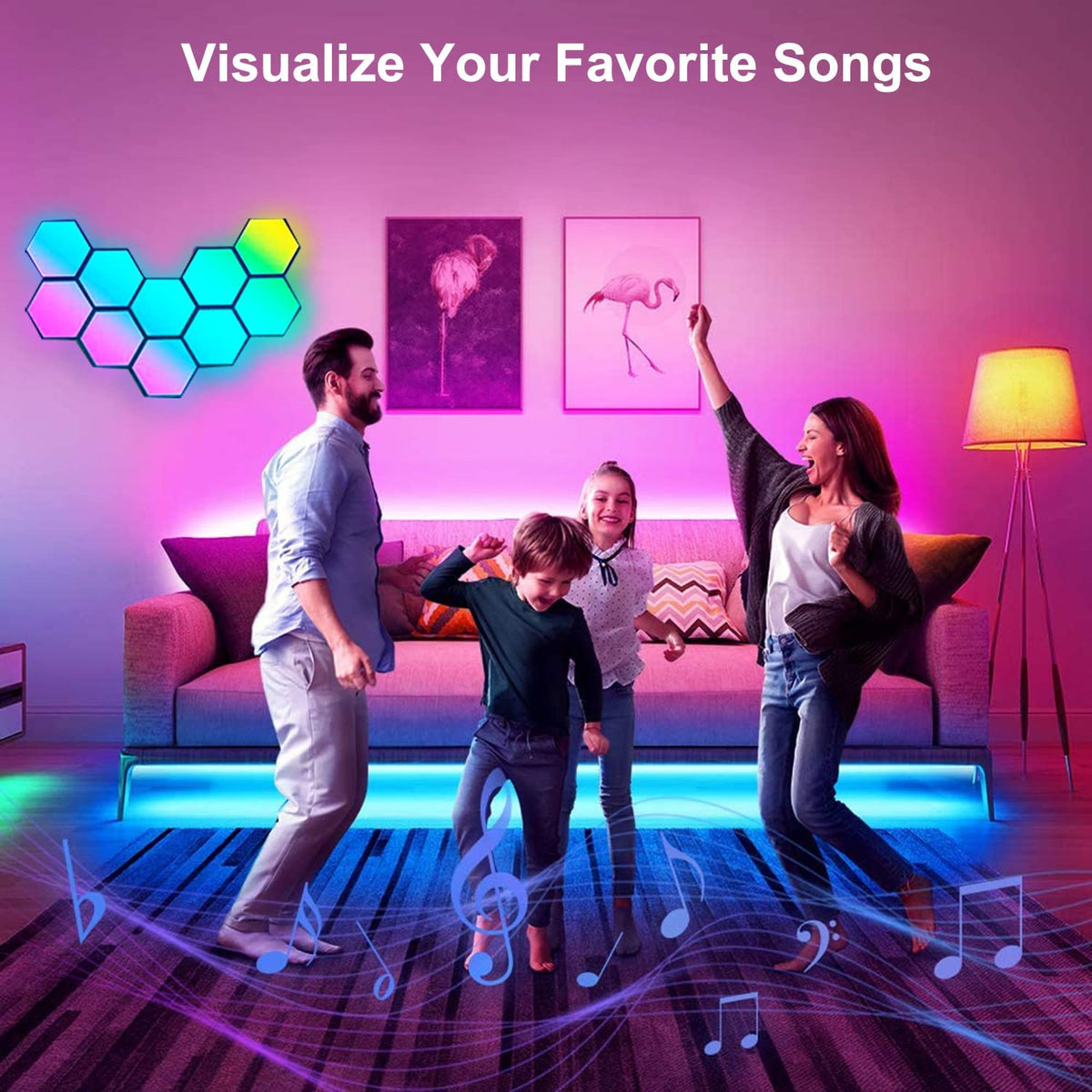 LED Smart Hexagon Lights Table and Wall Lights for Bedroom and Hallway view 11