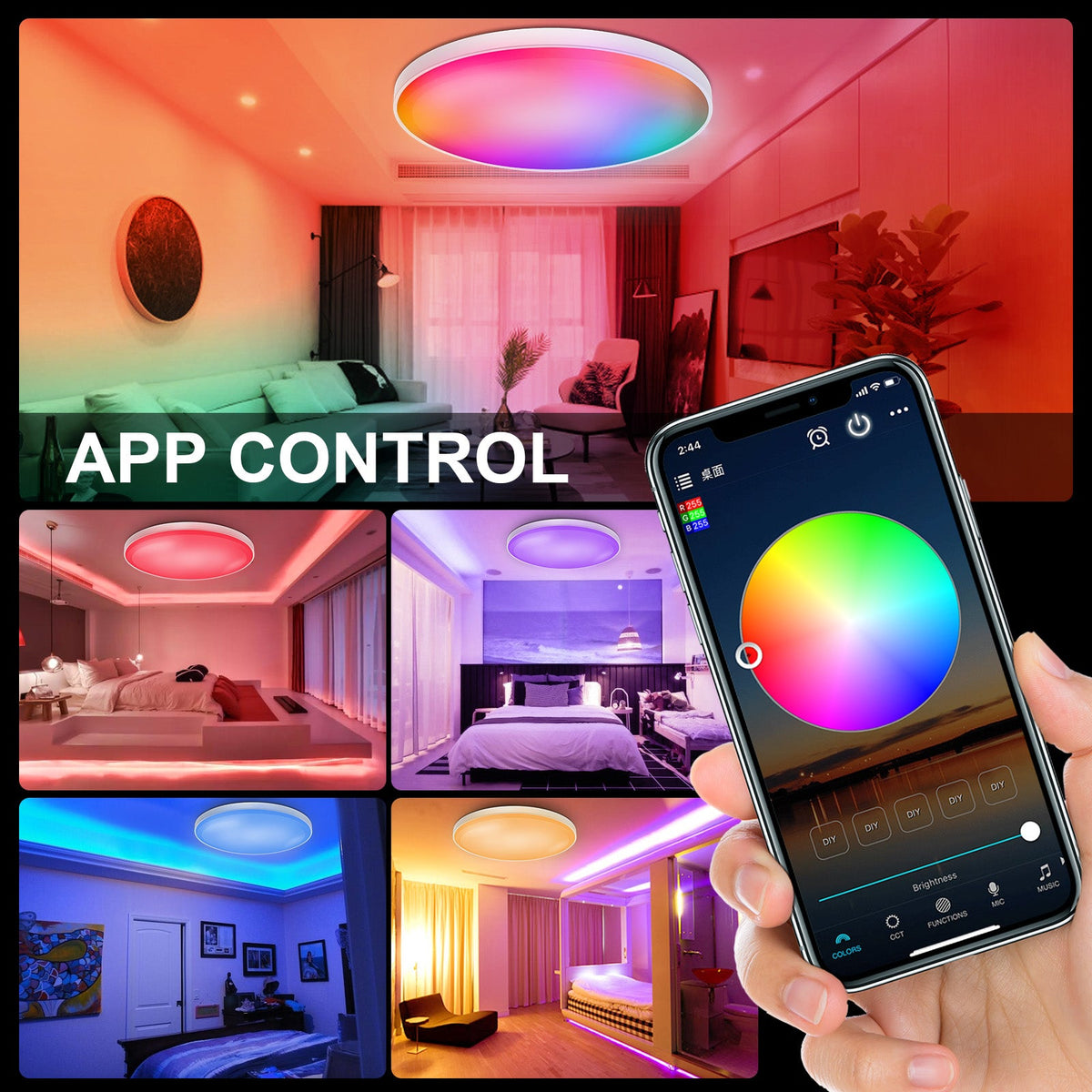 RGB Smart Ceiling Light Fixture for Bedroom Kitchen and Hallway
