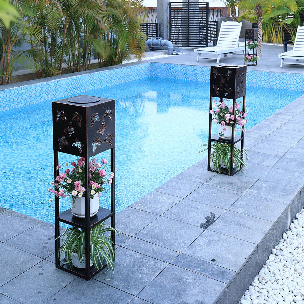 Solar Power Double deck Flower Lamps for Garden Yard and Patio view 10
