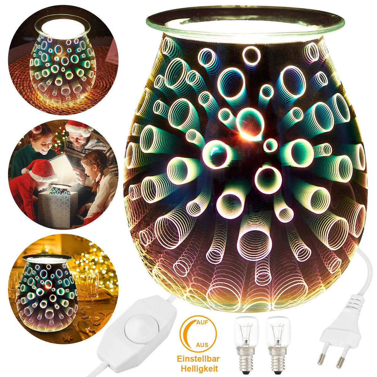 Electric Wax Melter Dimmable 3D Glass Circle Candle for Home Fragrance view 2