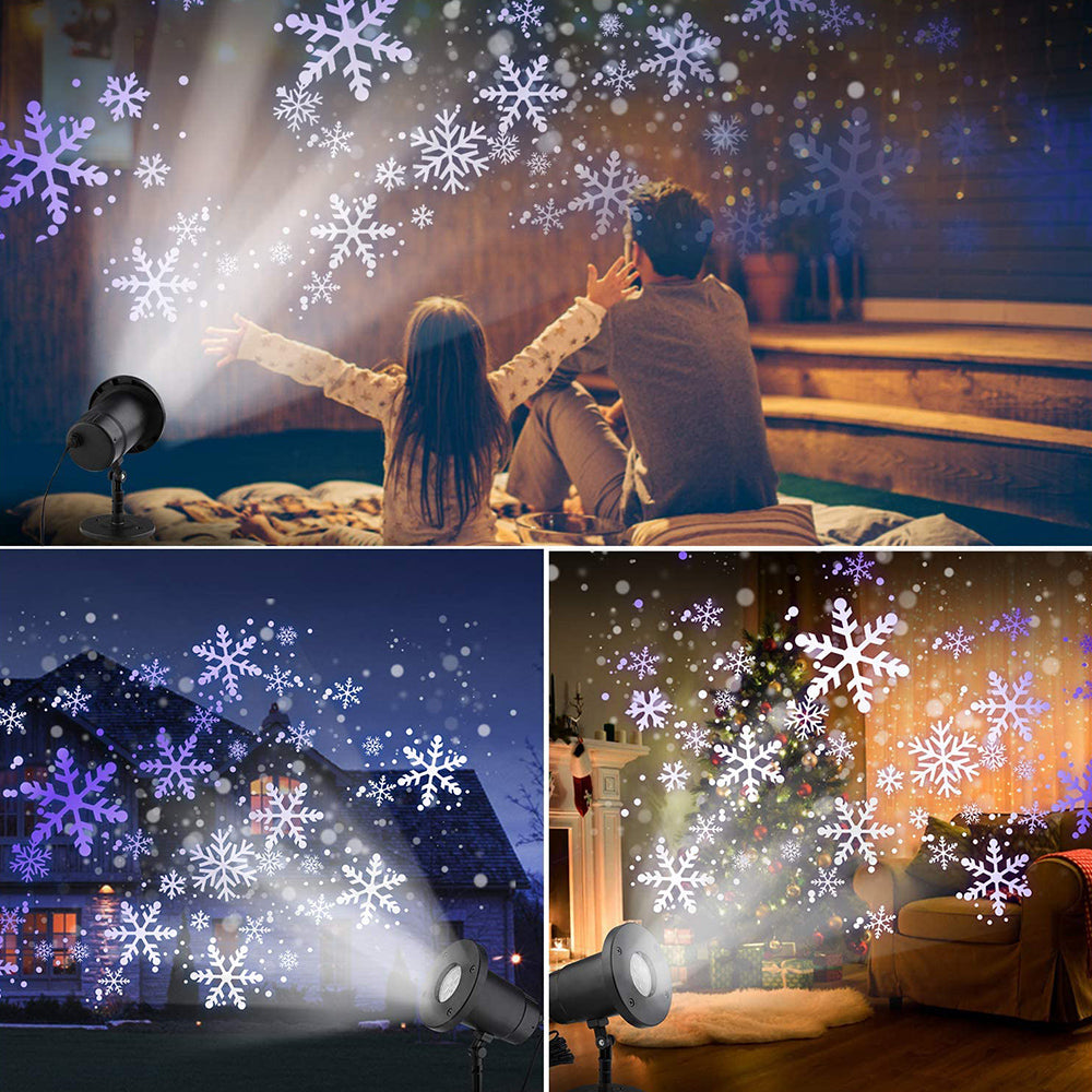 Christmas Snowflake LED Projector Lights Rotating Snowfall Projection view 7