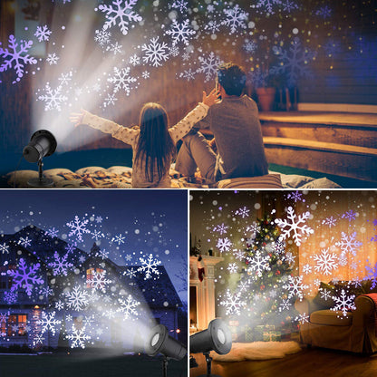 Christmas Snowflake LED Projector Lights Rotating Snowfall Projection view 7