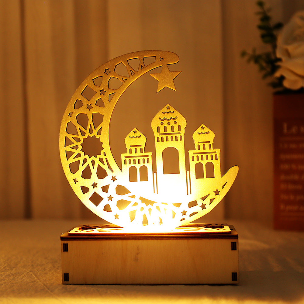 Eid Wooden LED Moon Light for Holiday Home and Bedroom Decor view 9