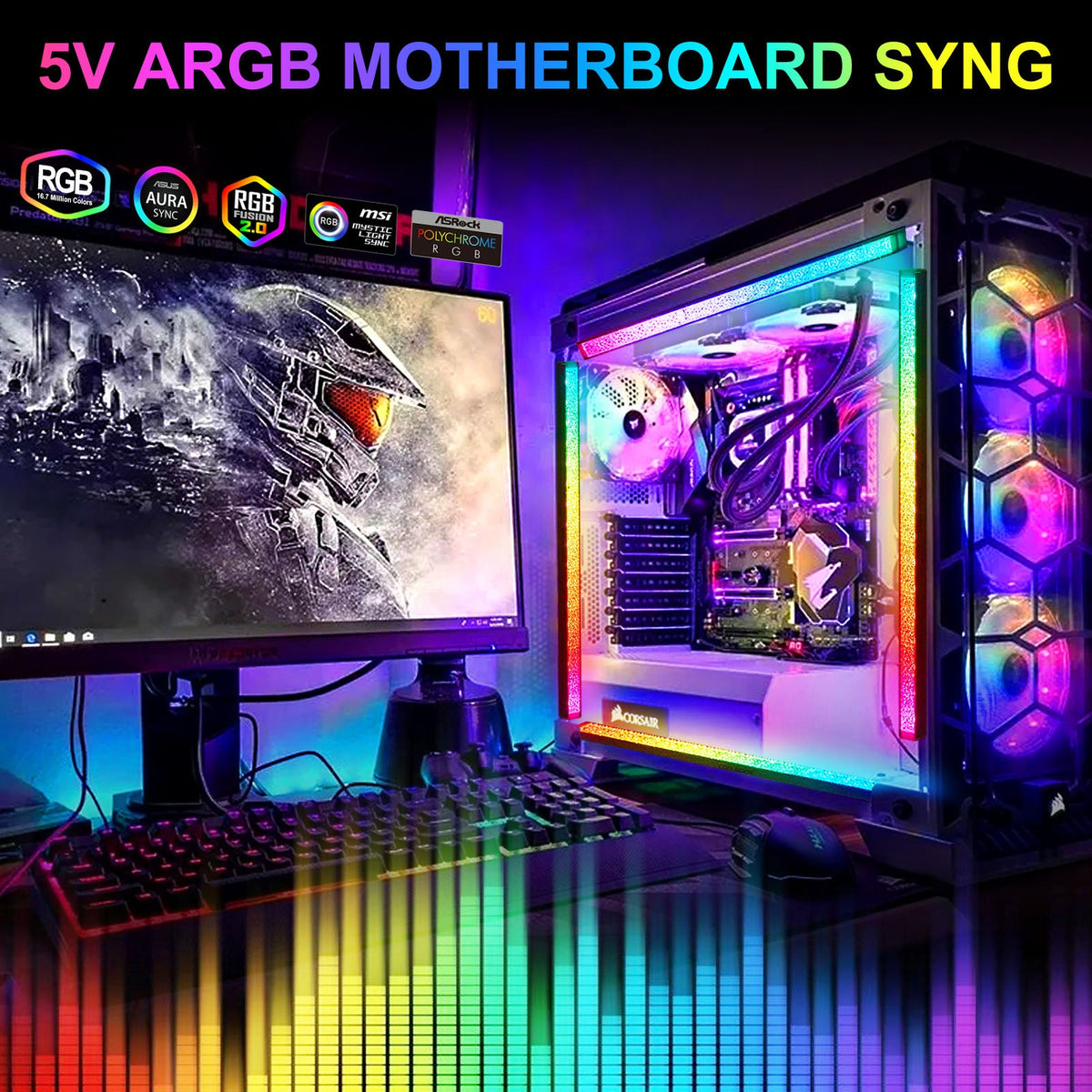 ARGB LED Strip for PC with 5V 3 pin for Gaming PC Case Lighting view 10