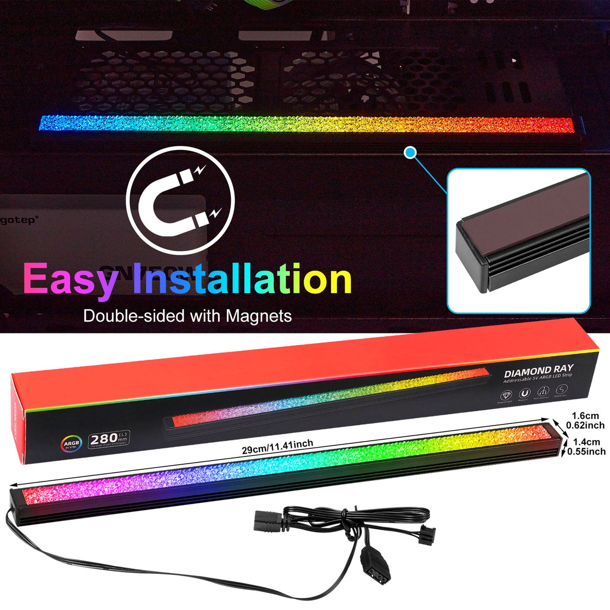 ARGB LED Strip for PC with 5V 3 pin for Gaming PC Case Lighting view 13