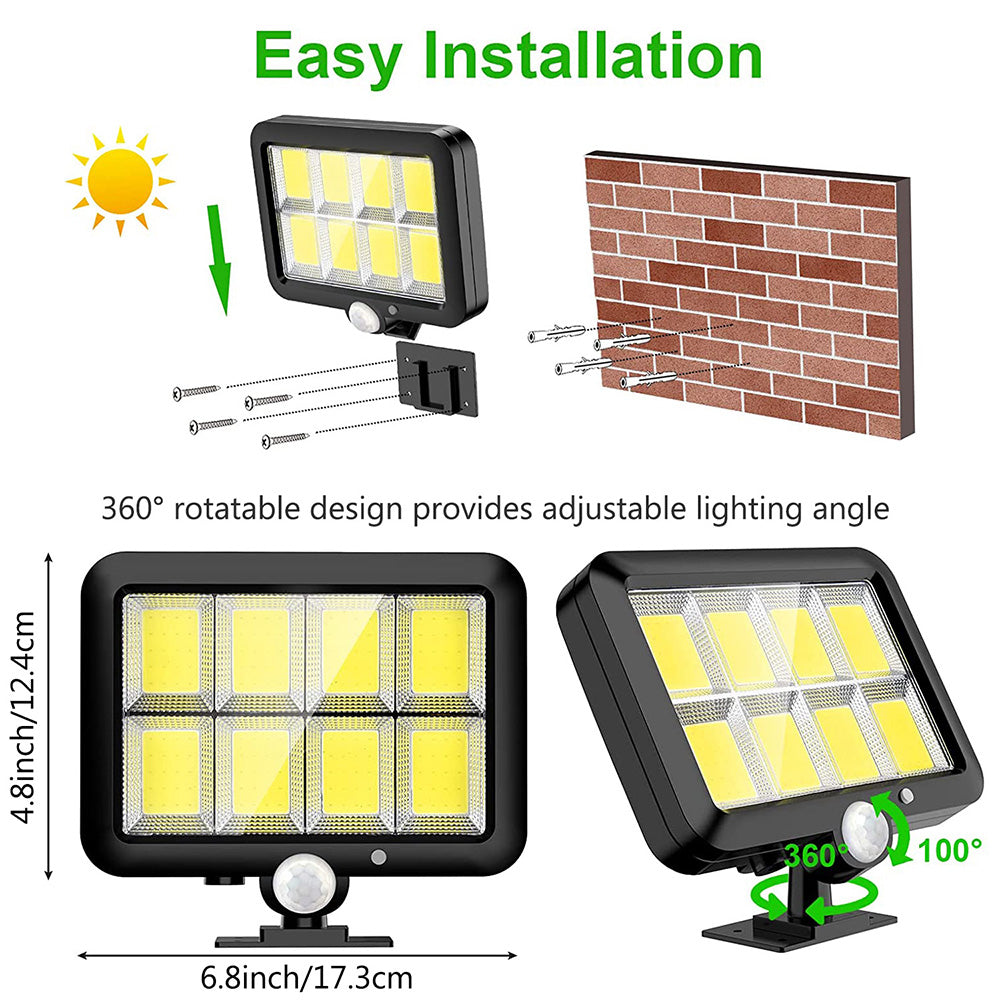 Outdoor LED Solar Motion Lights with Remote Control 160 Bright COB view 12