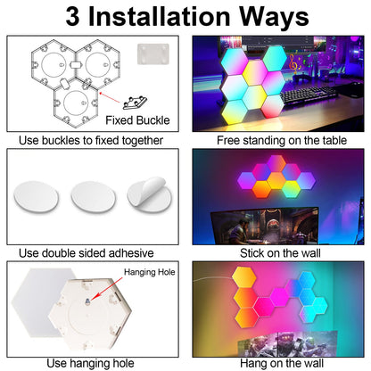 LED Smart Hexagon Lights Table and Wall Lights for Bedroom and Hallway view 13