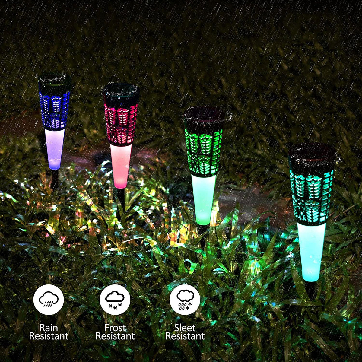 Waterproof LED Solar Pathway Lights RGB Warm White for Garden Yard view 11