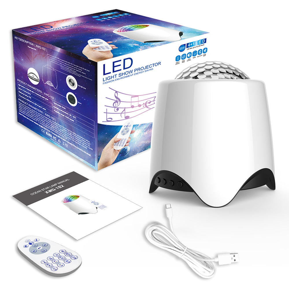 LED Star Wave Galaxy Projector Bluetooth Speaker for Bedroom Ceiling view 12