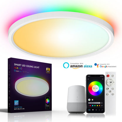 WiFi and Bluetooth Smart LED Ceiling Light Flush Mount for Bedroom view 13