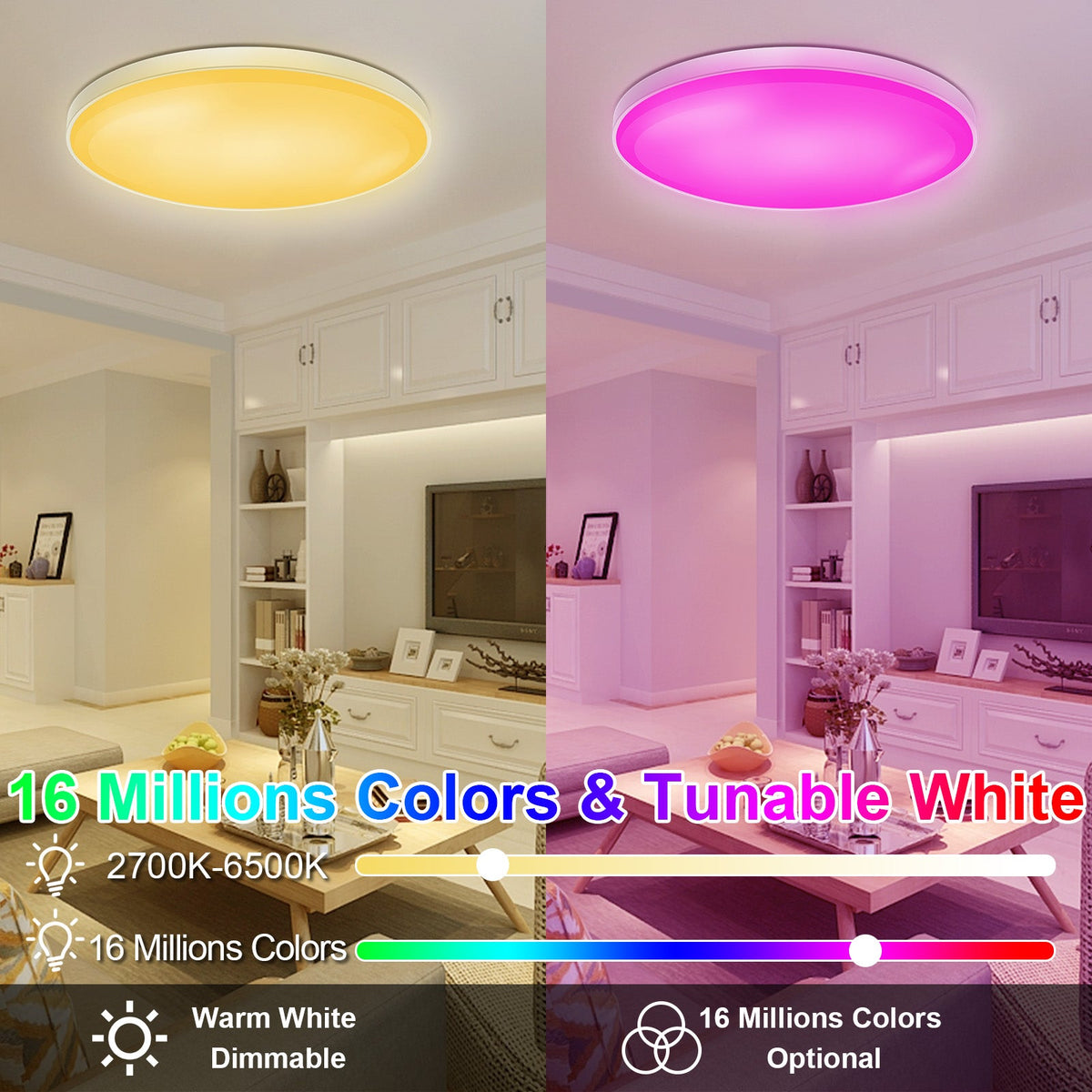 LED WiFi Smart Ceiling Light Flush Mount Fixture for Bedroom view 8