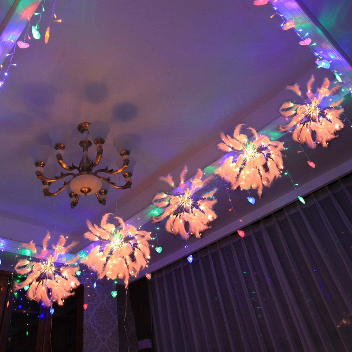Feather Starburst String Lights for Bedroom Party and Wedding Decor view 11