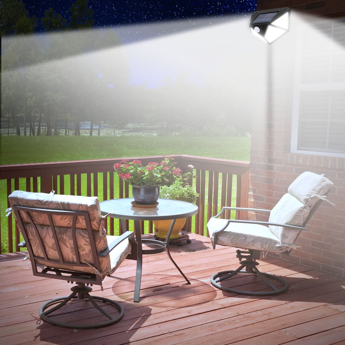 Outdoor 128 LEDs Solar Motion Sensor Lights for Garden Yard and Patio view 11
