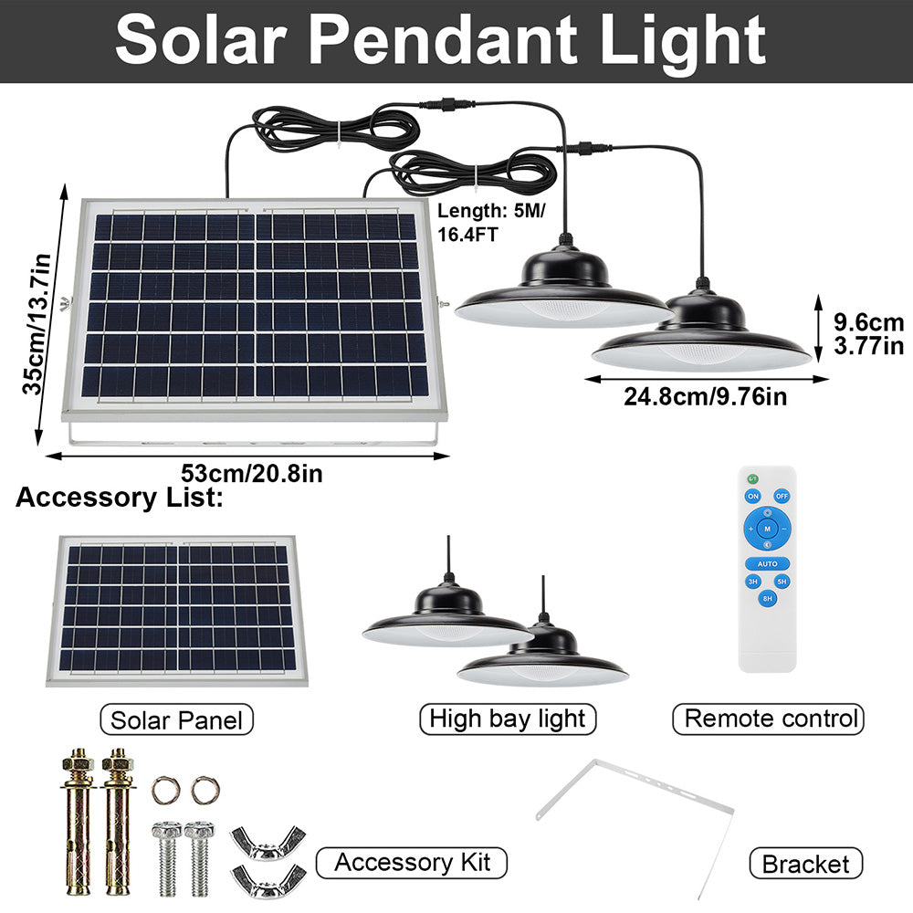 Remote Control Solar Pendant High Bay Light for Garden Yard and Patio view 13
