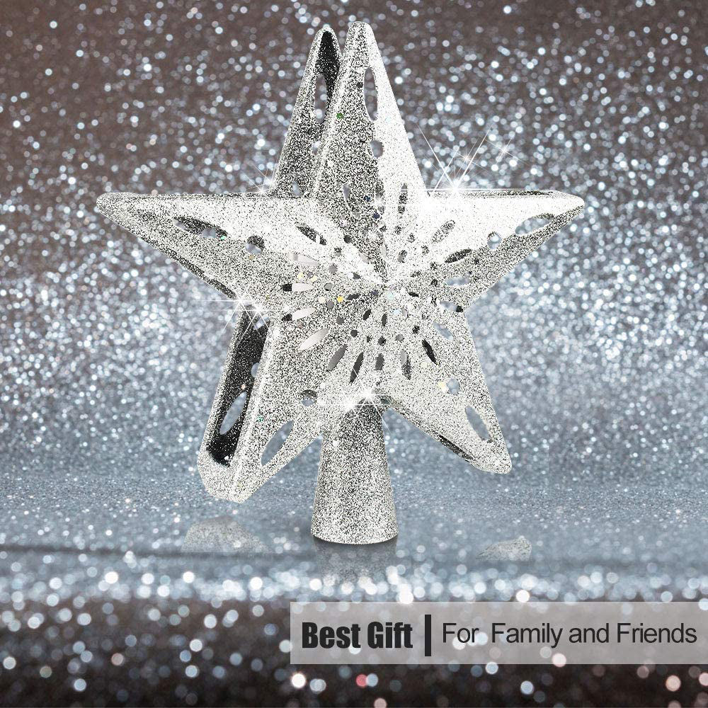 Christmas Tree Topper Star LED Rotating Snowflake Projector Decor view 11