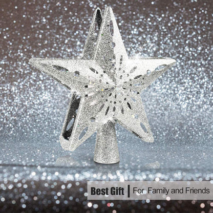 Christmas Tree Topper Star LED Rotating Snowflake Projector Decor view 11
