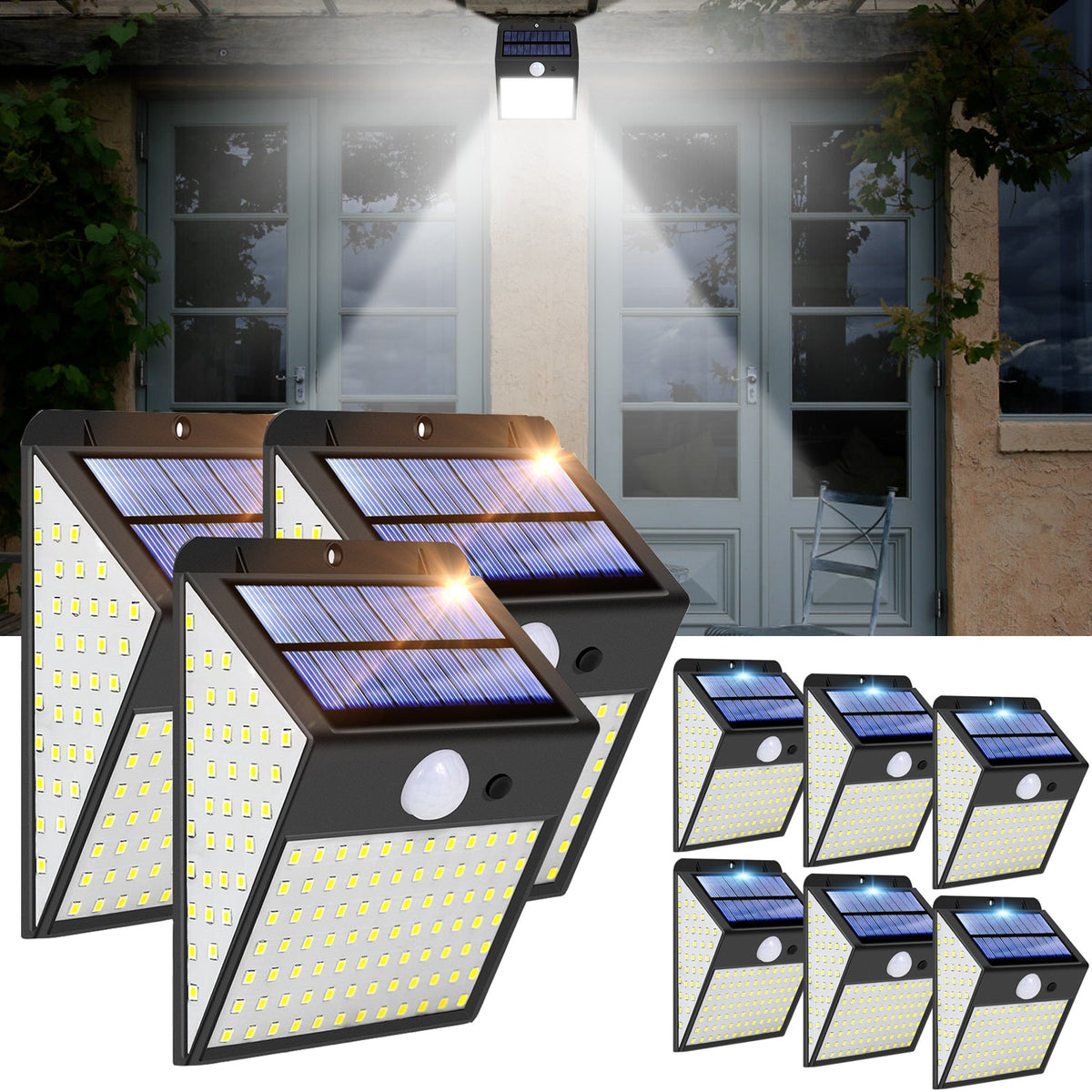 Outdoor 170LED 300 Degree Angle Motion Sensor Solar Lights for Yard view 2