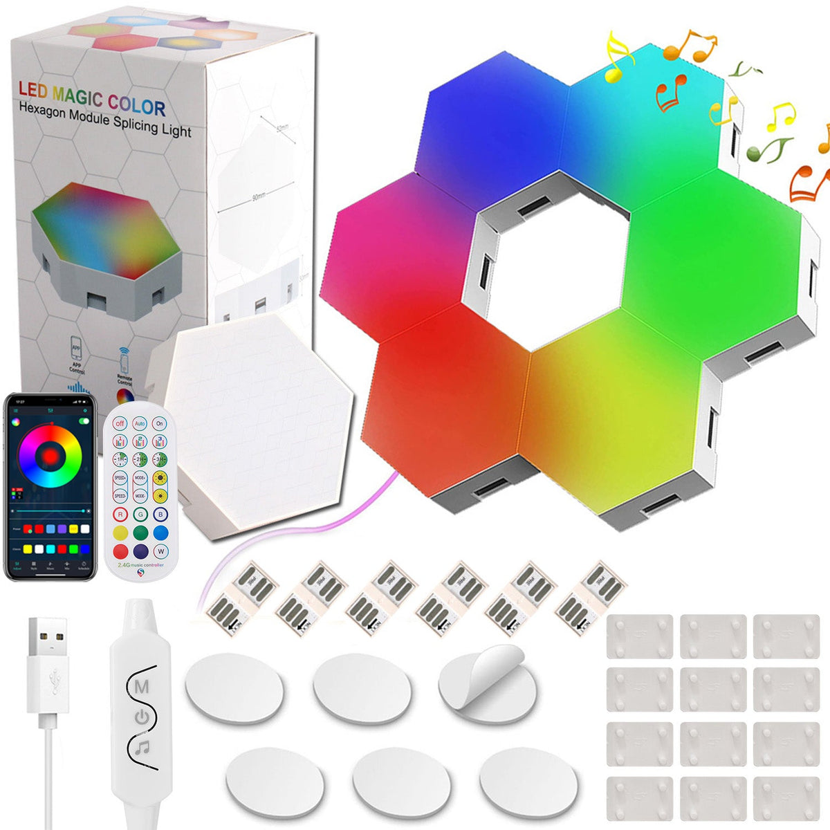 LED Smart Hexagon Lights Table and Wall Lights for Bedroom and Hallway view 15