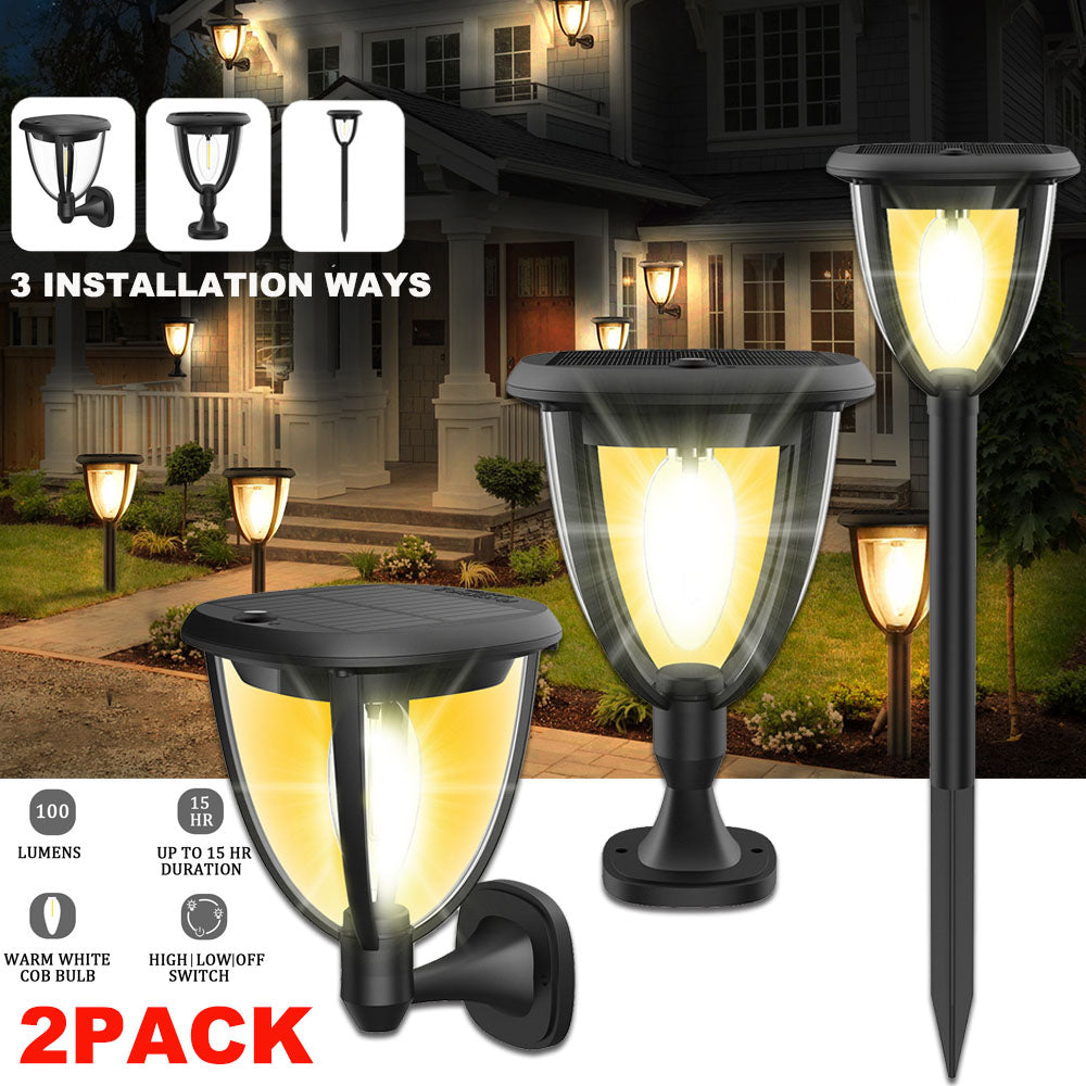 3 in 1 Solar Post Light Photocell Wall Lights for Garden and Patio view 2
