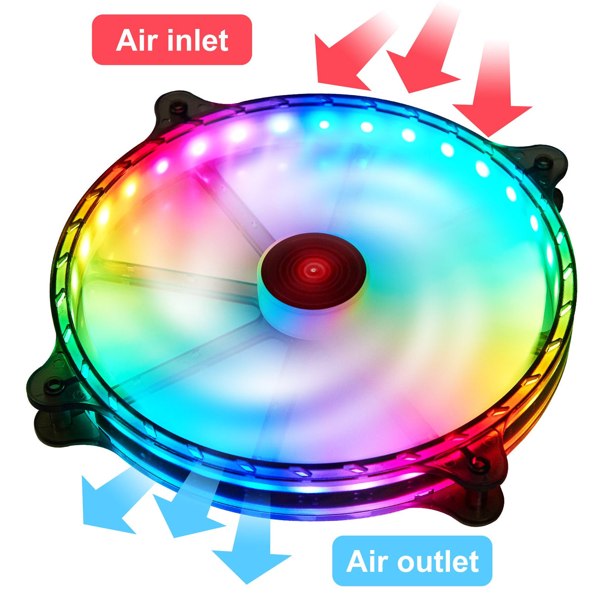 RGB Case Fans 200mm Ultra Quiet Chassis Cooling Fans for Gaming PC view 4