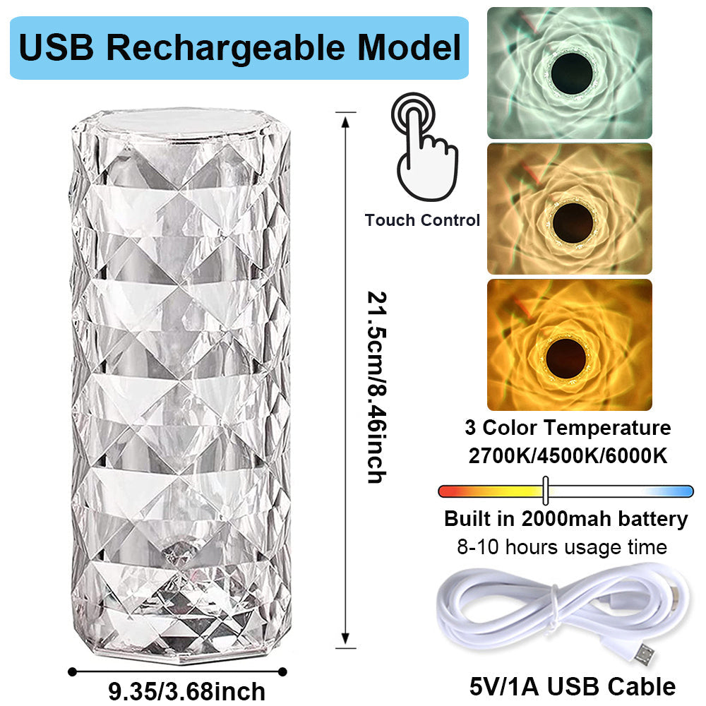 LED Rose Crystal Table Lamp for Bedroom Nightstand and Desk Decor view 15