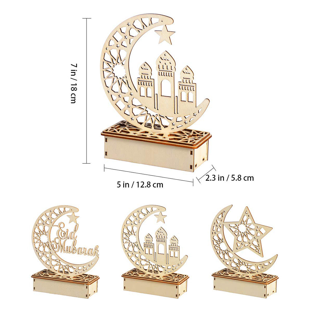 Eid Wooden LED Moon Light for Holiday Home and Bedroom Decor view 12