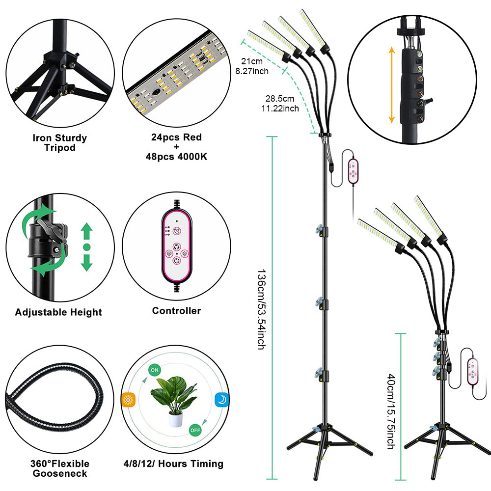 Full Spectrum LED Plant Light with Tripod Stand for Seedlings view 7