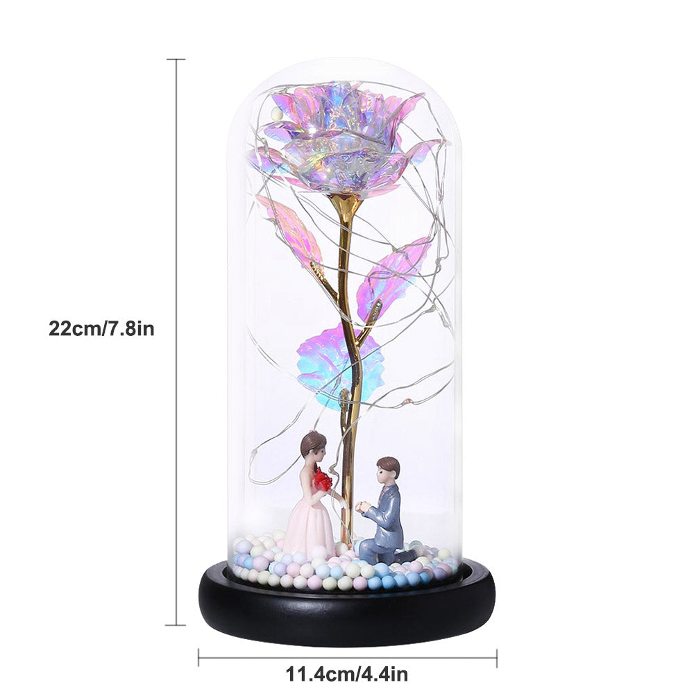 Romantic Rose in Glass Dome with LED Fairy String Lights for Bedroom view 14