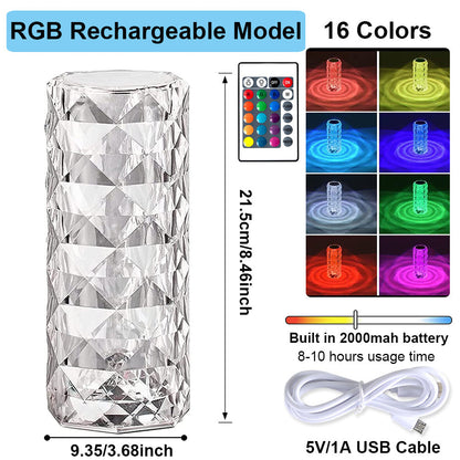 Crystal Table Lamp Rechargeable Night Light for Bedroom and Desk view 12