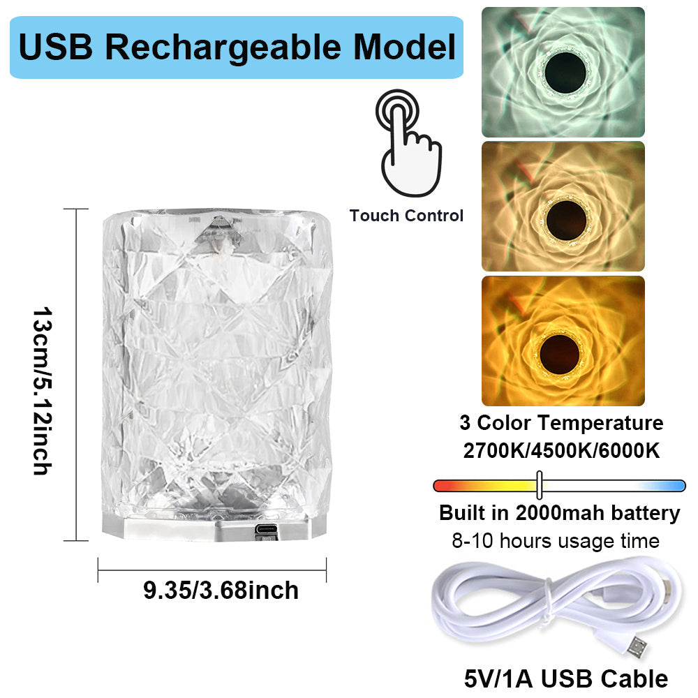 LED Rose Crystal Table Lamp for Bedroom Nightstand and Desk Decor view 14