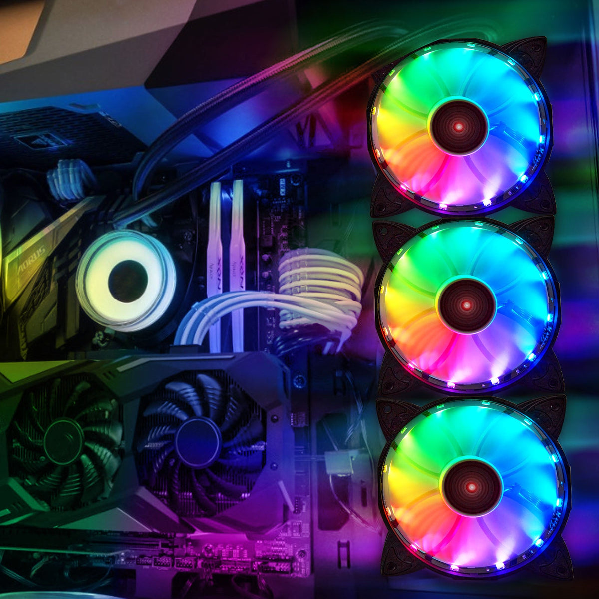 RGB Dreamcolor LED Computer Cooling Fan for Gaming PC Case Cooling view 13