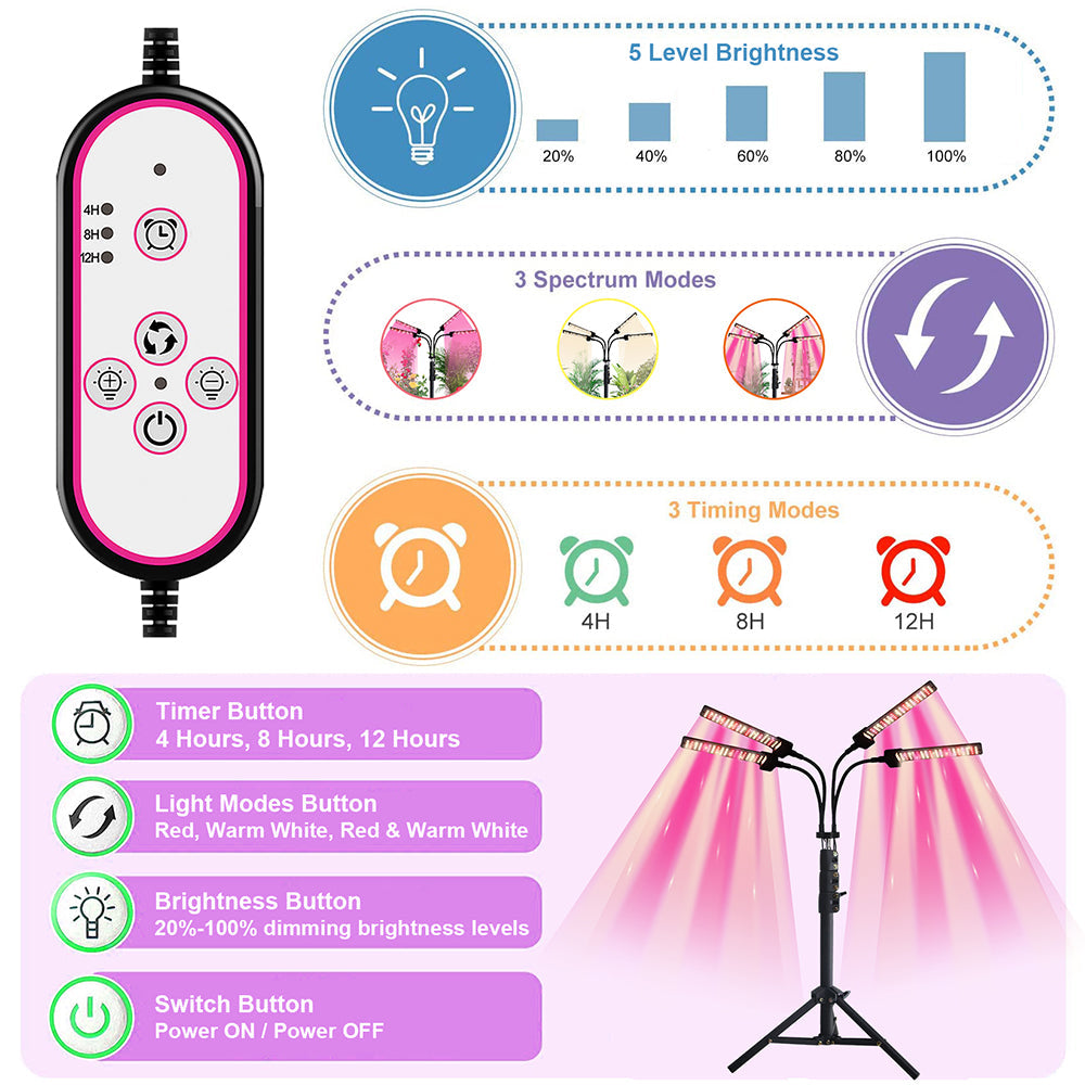 Full Spectrum LED Plant Light with Tripod Stand for Seedlings view 8