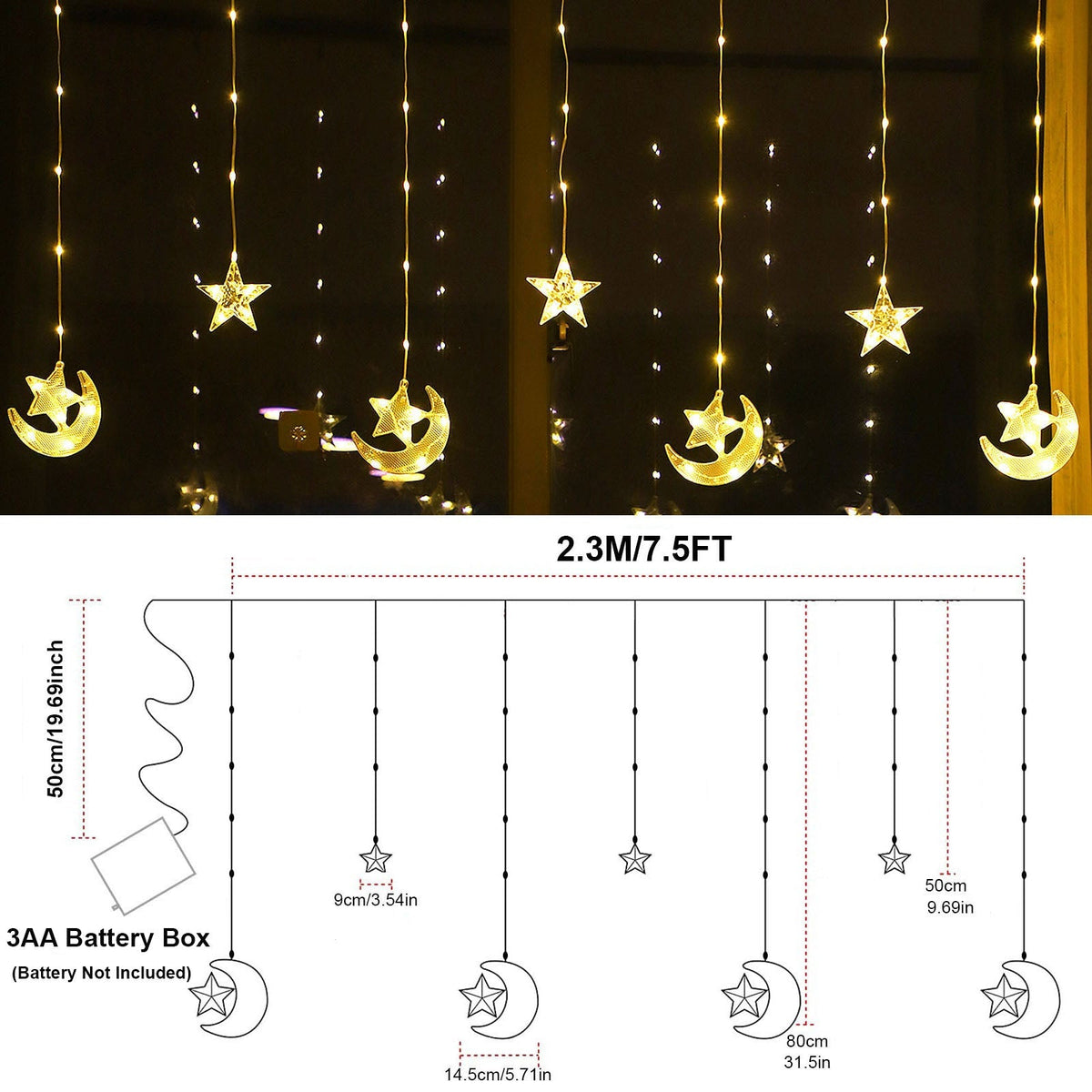 Waterproof LED Curtain Icicle String Light 2.3M 82LEDs for Party Decor view 8