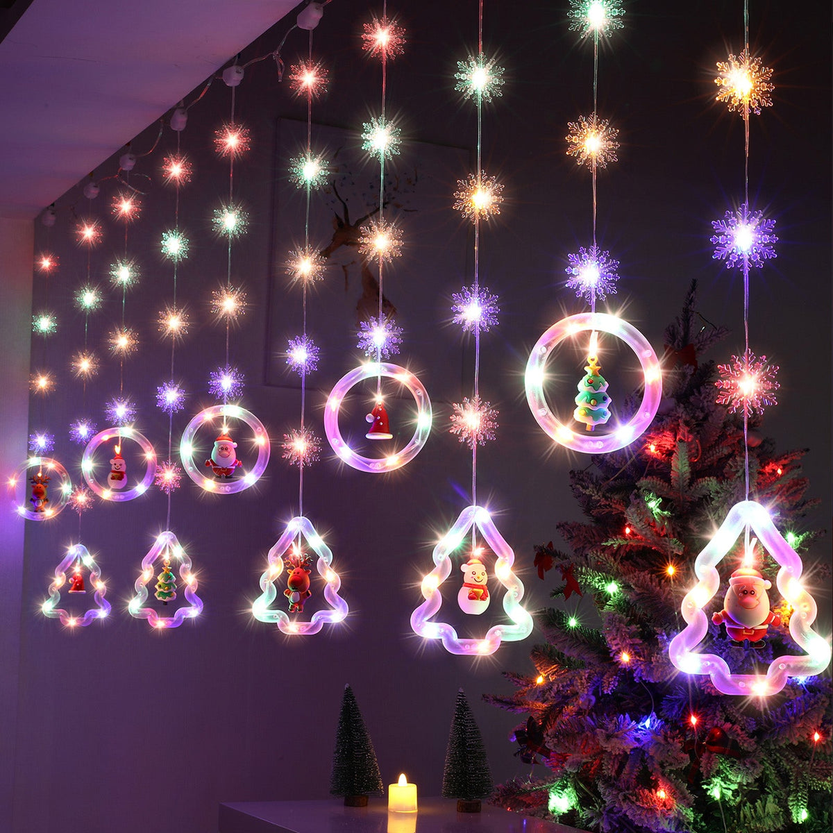 3M 100 LED Christmas Window Curtain Lights for Window and Party Decor view 2