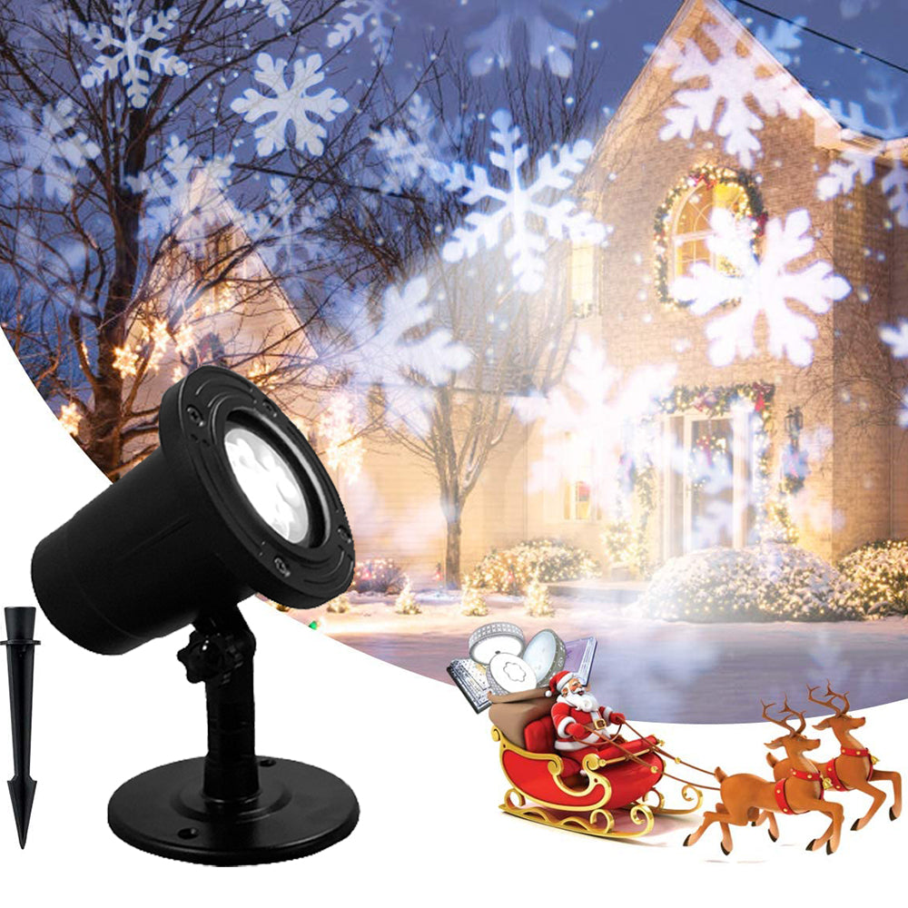 Christmas Snowflake LED Projector Lights Rotating Snowfall Projection view 2
